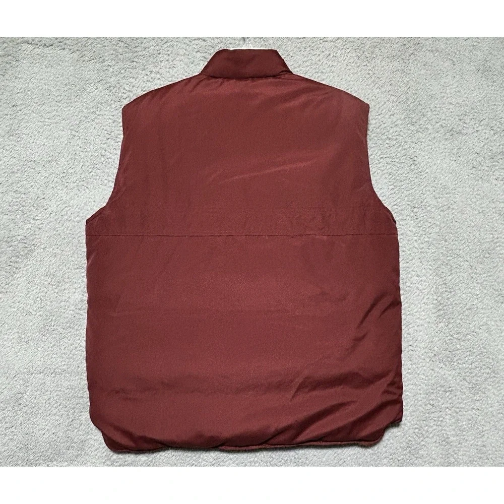 Vintage 70s Sears Mens Store Duck‎ Down L Brown Puffer Vest Snap Pockets Rancher